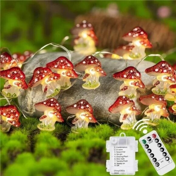 Mushroom Decor Cottagecore Room Decor 10FT 30LEDs Mushroom String Lights Battery